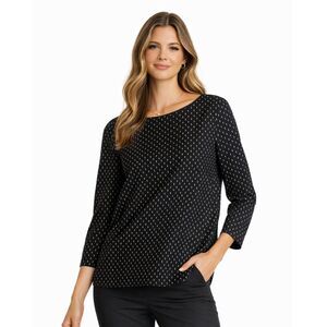 Lafayette 148 New York Blouse Women's Sz 8 Black Long Sleeve Minimalist Office